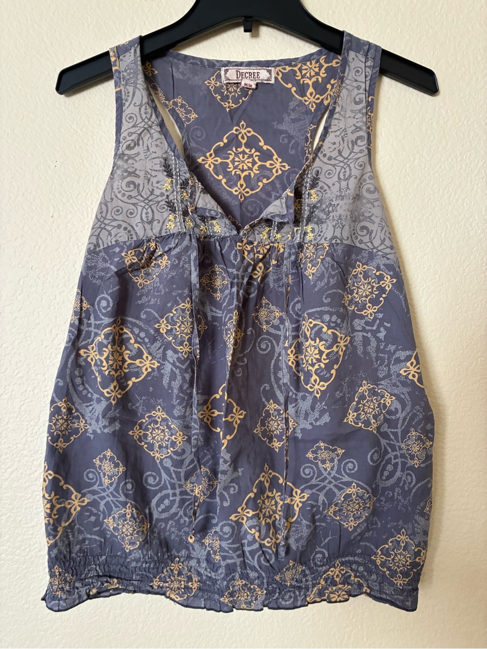 Decree Gray Tank with Gold Medallion Motif
